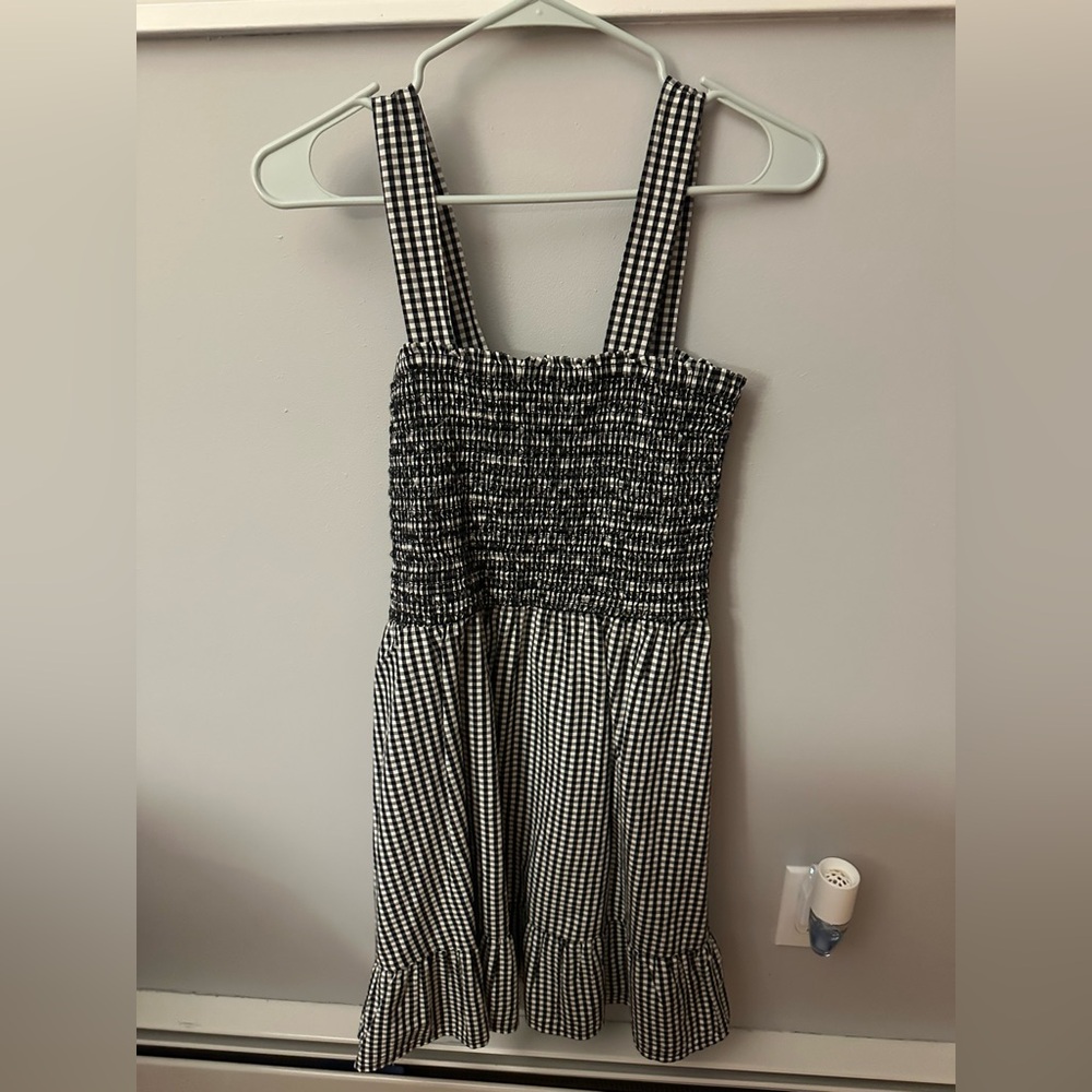 LOFT Black and White Gingham Dress
